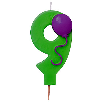 Number 9 Balloon Candle